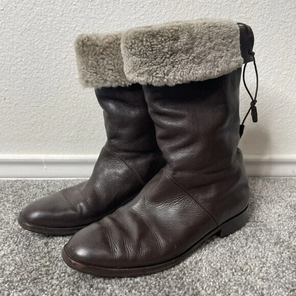 Sesto Meucci Italy Brown Leather Zip Ankle Fashion Boots Womens Size 8 N